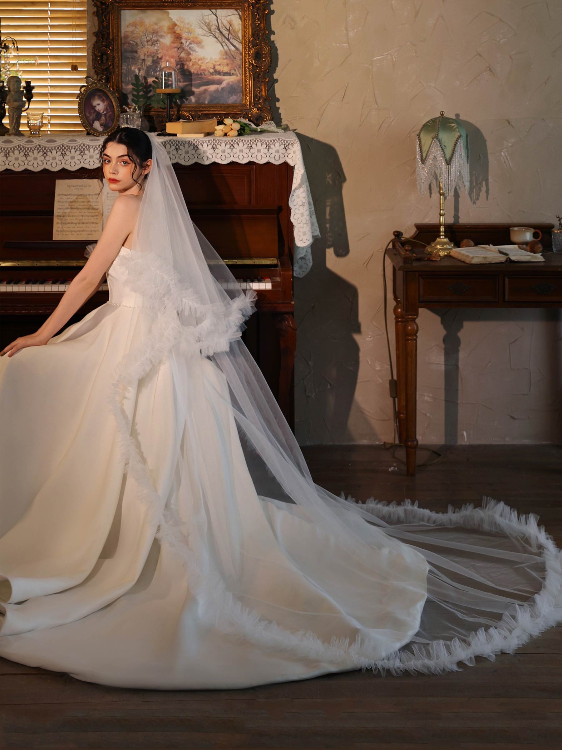 Two-Tier Tulle Cathedral Bridal Veils