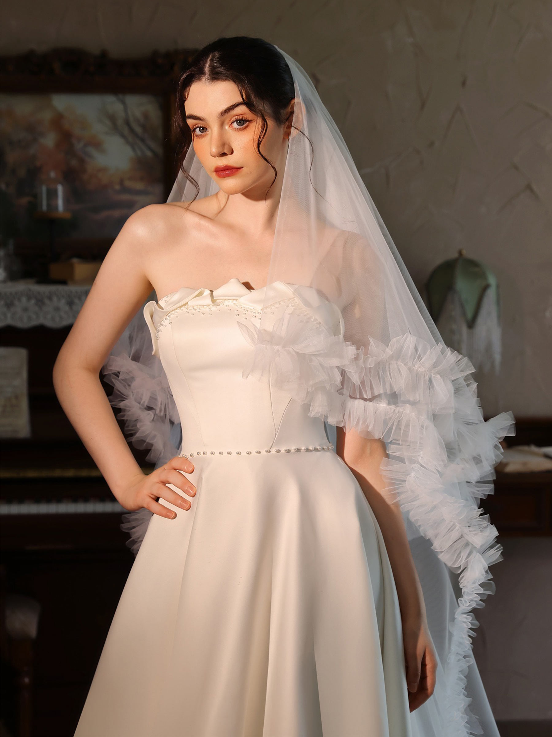 Two-Tier Tulle Cathedral Bridal Veils