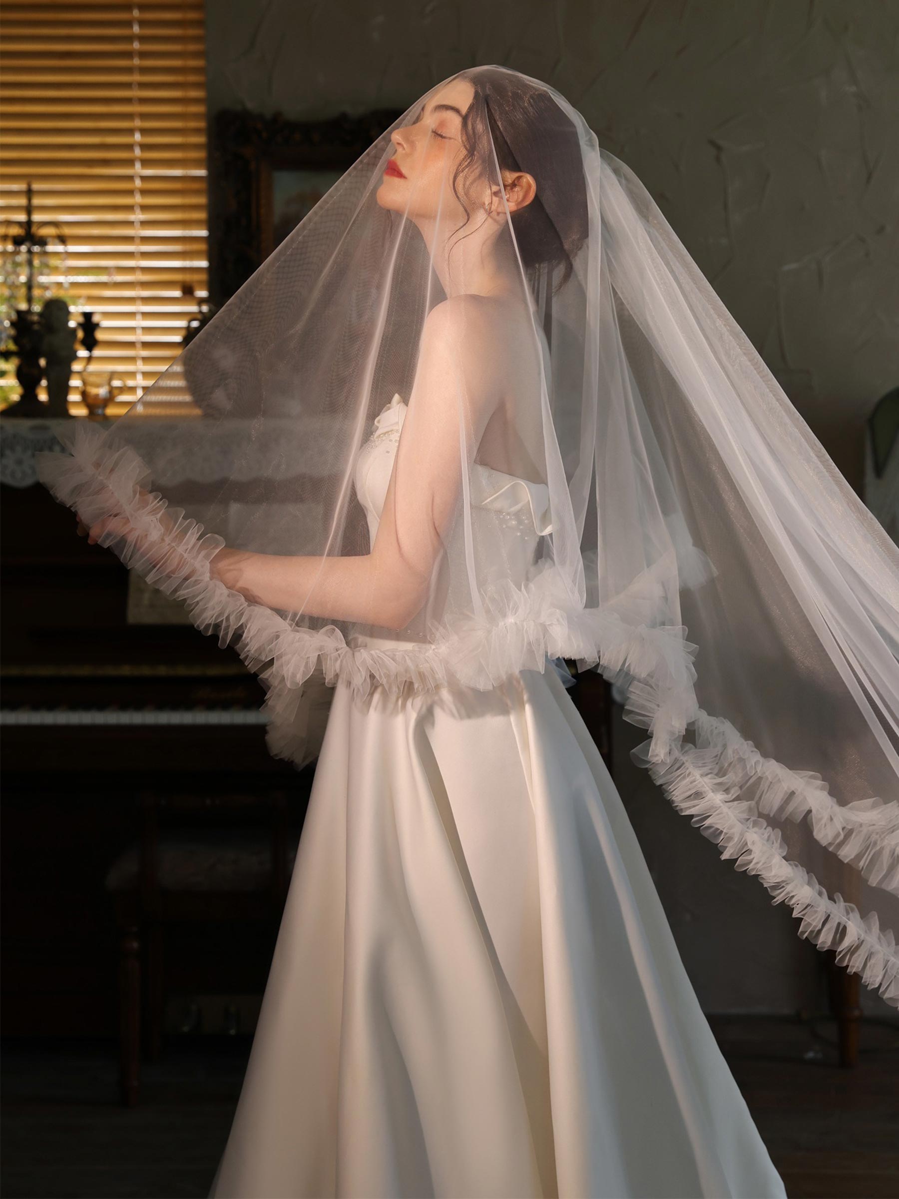 Two-Tier Tulle Cathedral Bridal Veils