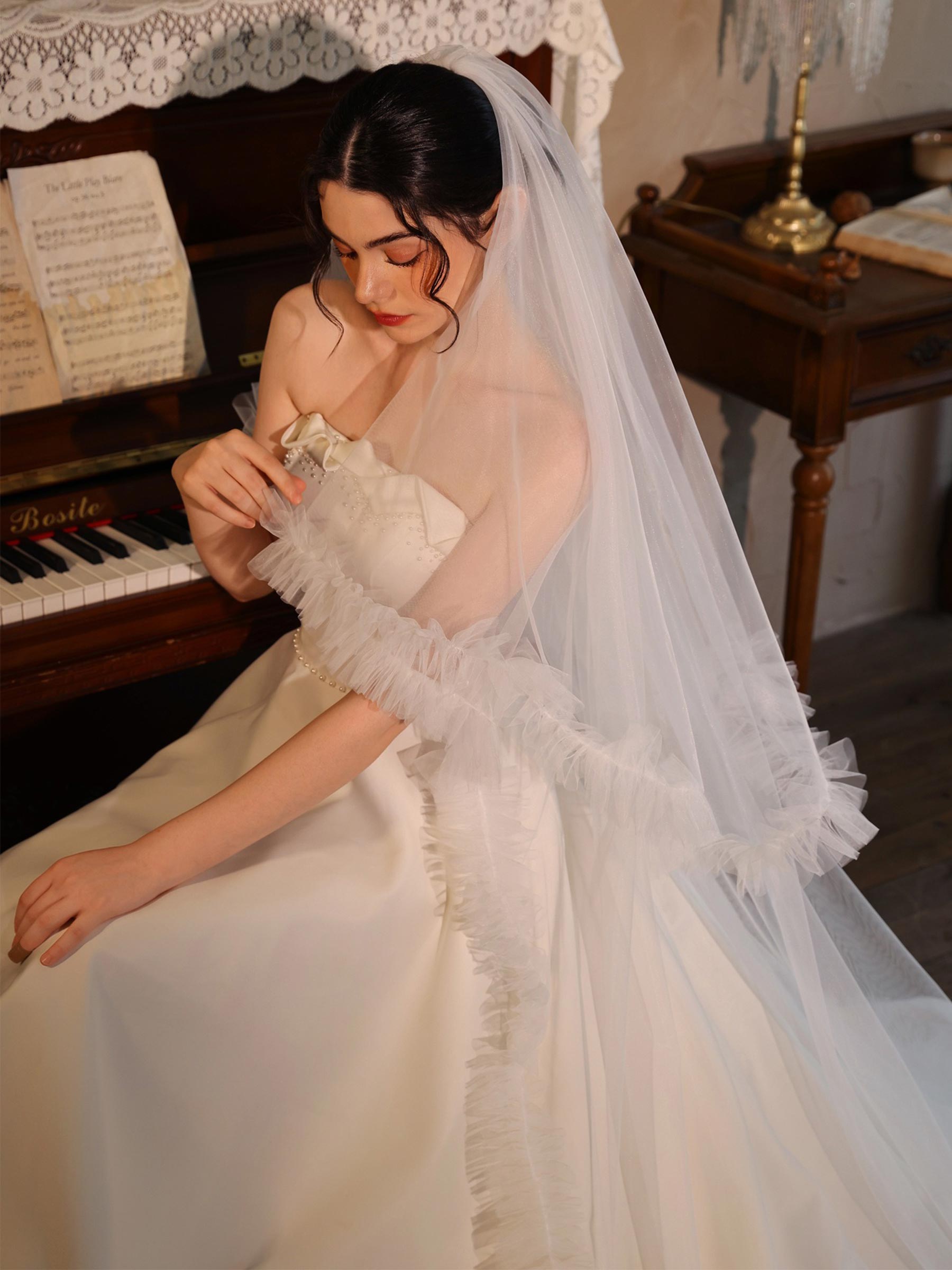 Two-Tier Tulle Cathedral Bridal Veils