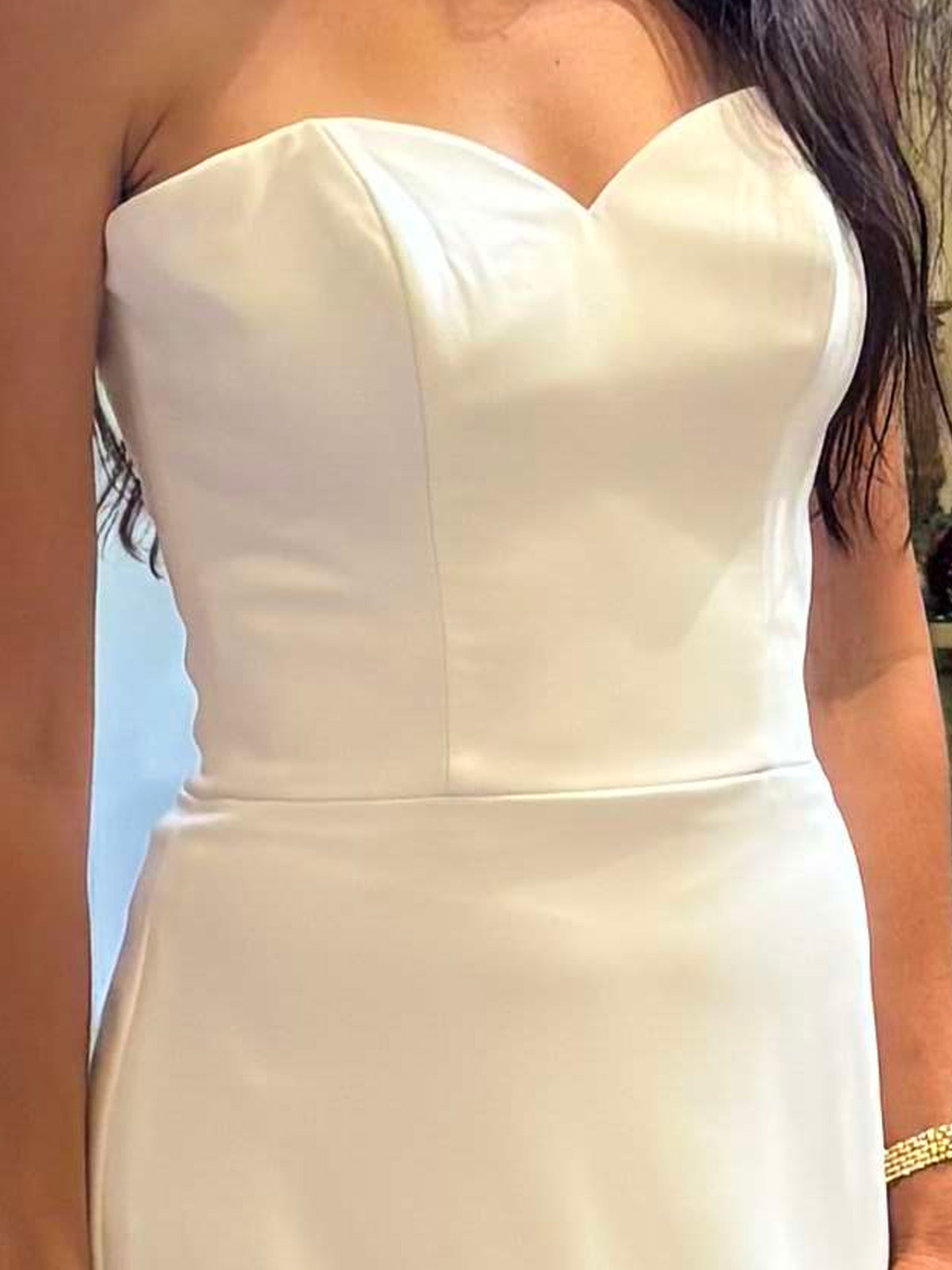 Trumpet/Mermaid Strapless Sleeveless Chapel Train Satin Wedding Dresses