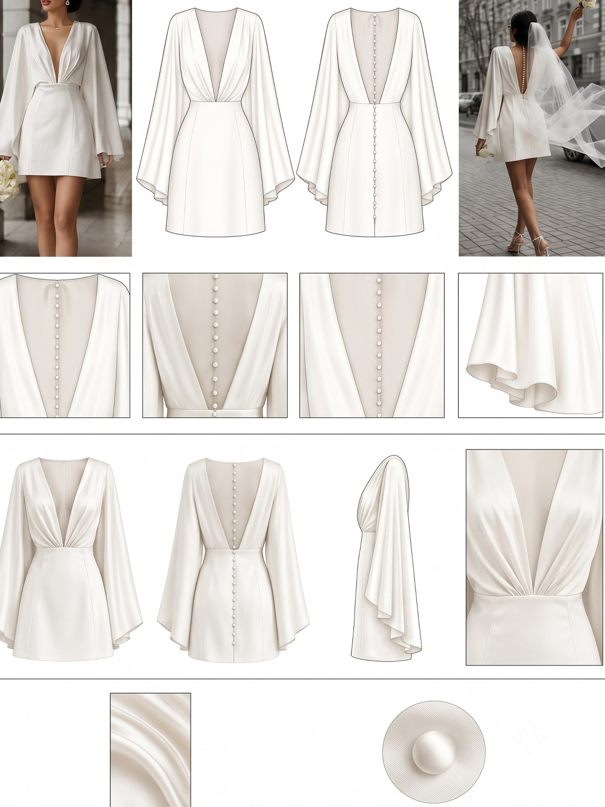 A-Line High Neck Long Sleeves Short/Mini Wedding Dresses
