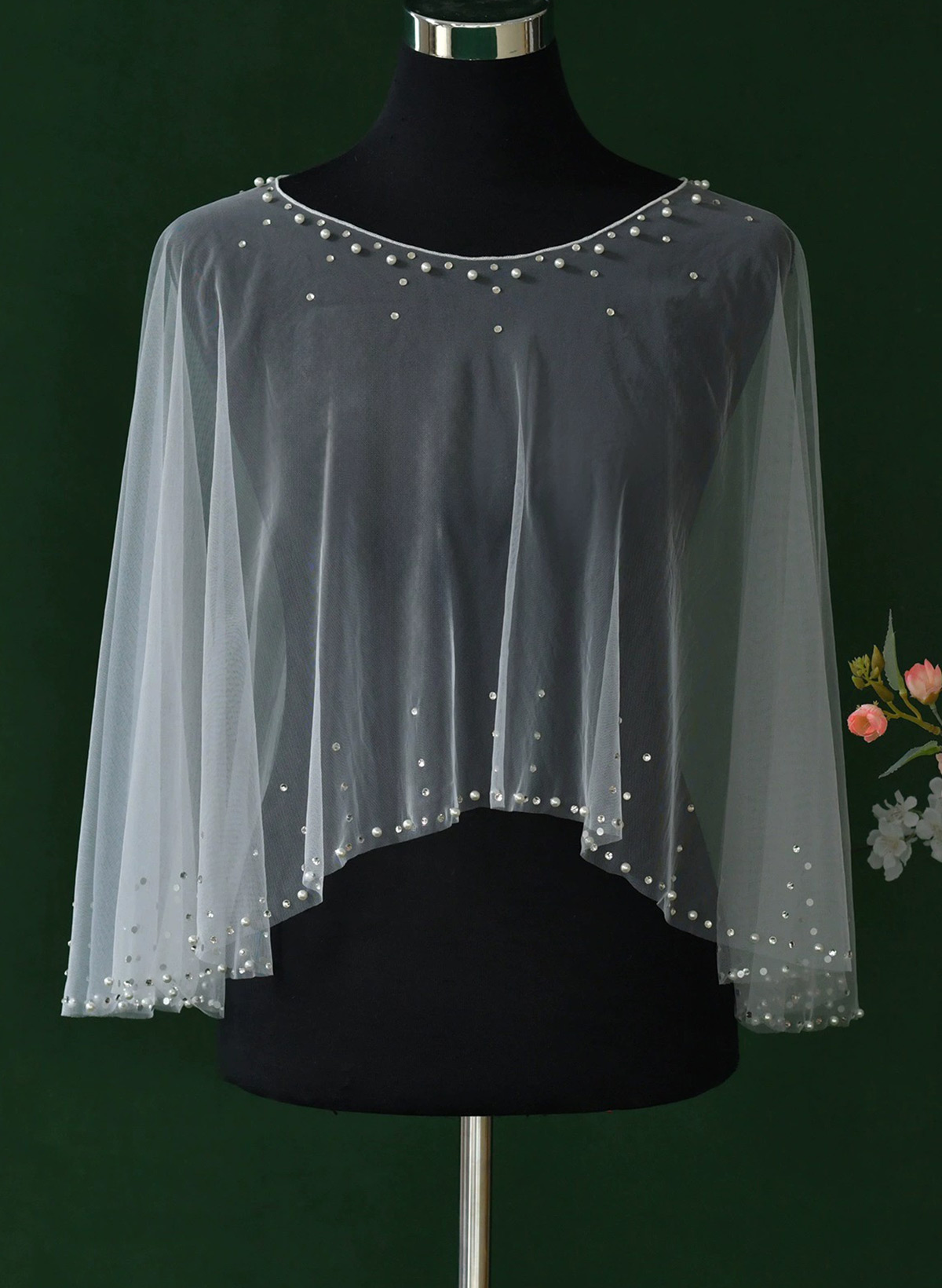 Pullover Tulle Bolero With Rhinestone