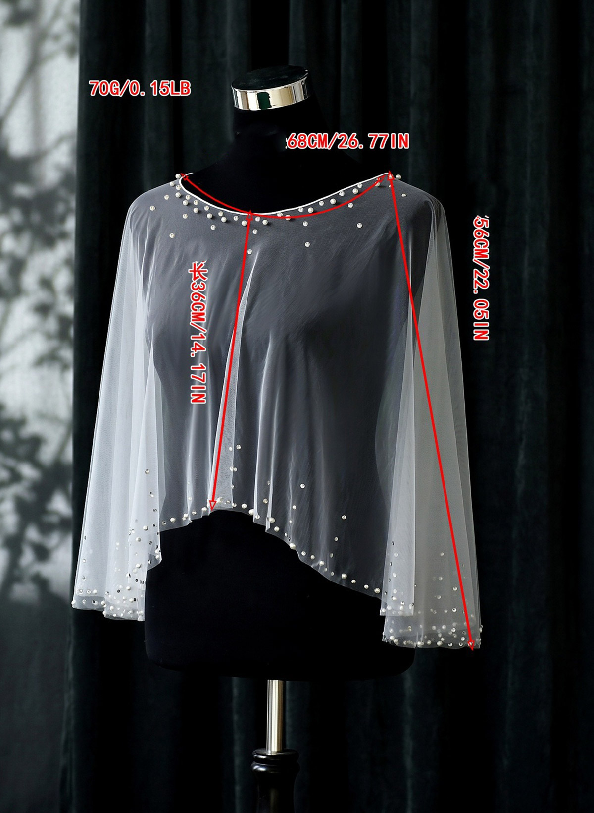 Pullover Tulle Bolero With Rhinestone