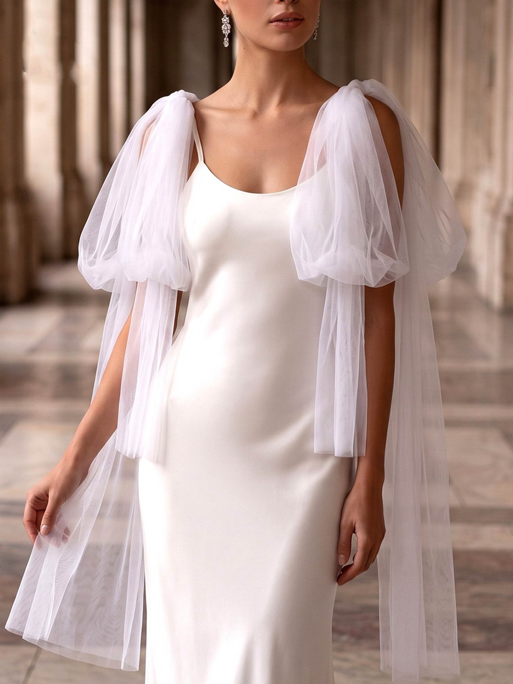 Open Front Tulle Shawl