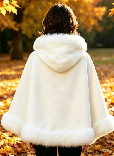 Open Front Faux Fur Shawl
