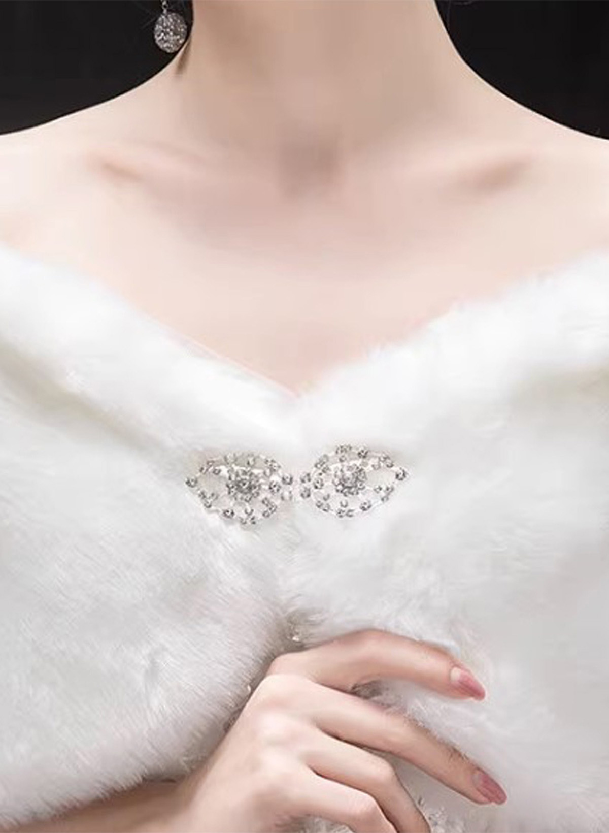 Clasp Faux Fur Shawl With Sequins