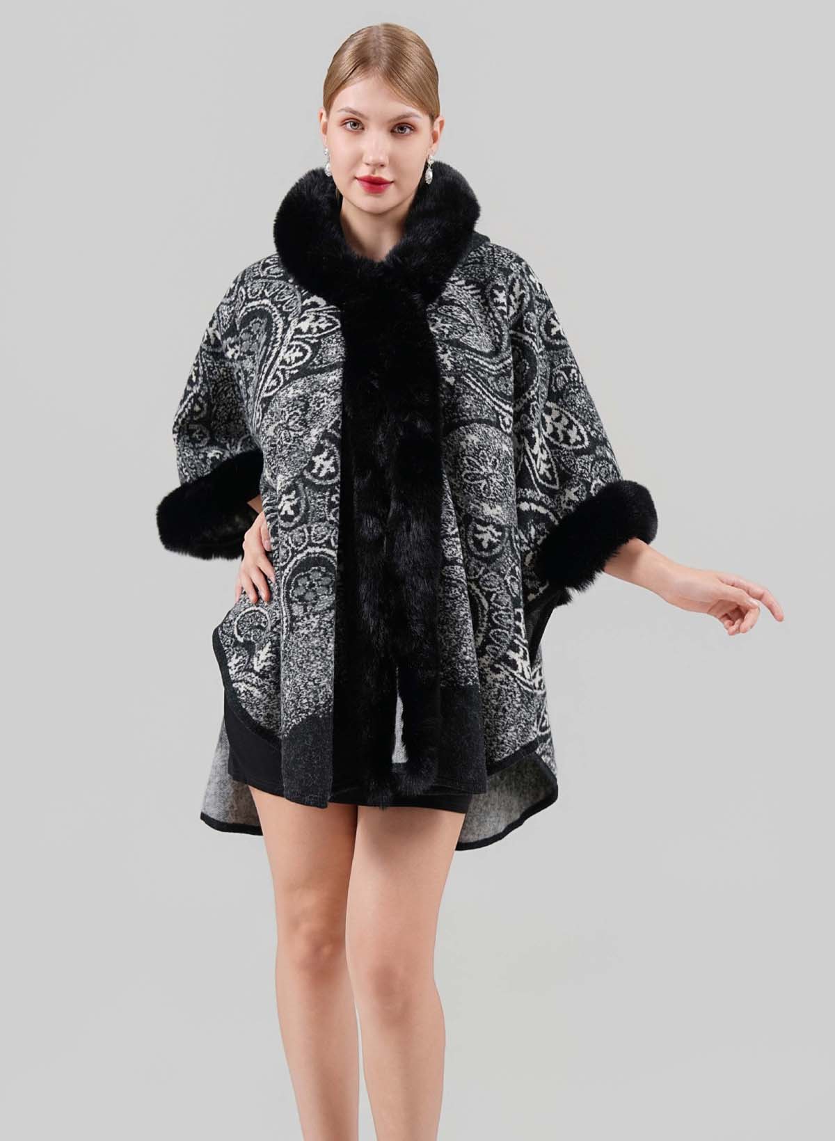 Clasp Faux Fur Shawl