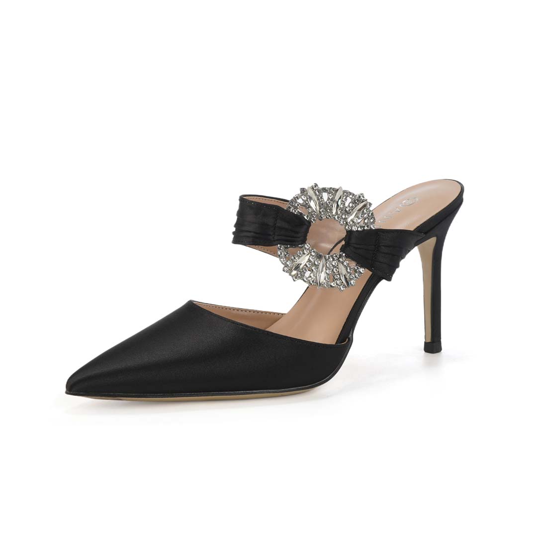 Stiletto Heel Satin Point Toe Wedding Shoes With Rhinestone
