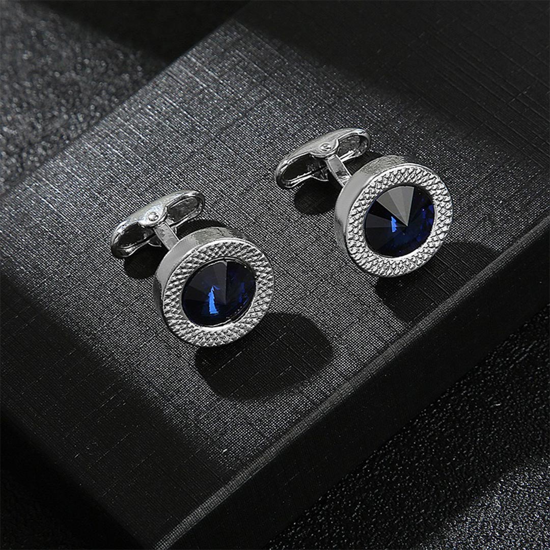 Classic Round Crystal Alloy Cufflinks