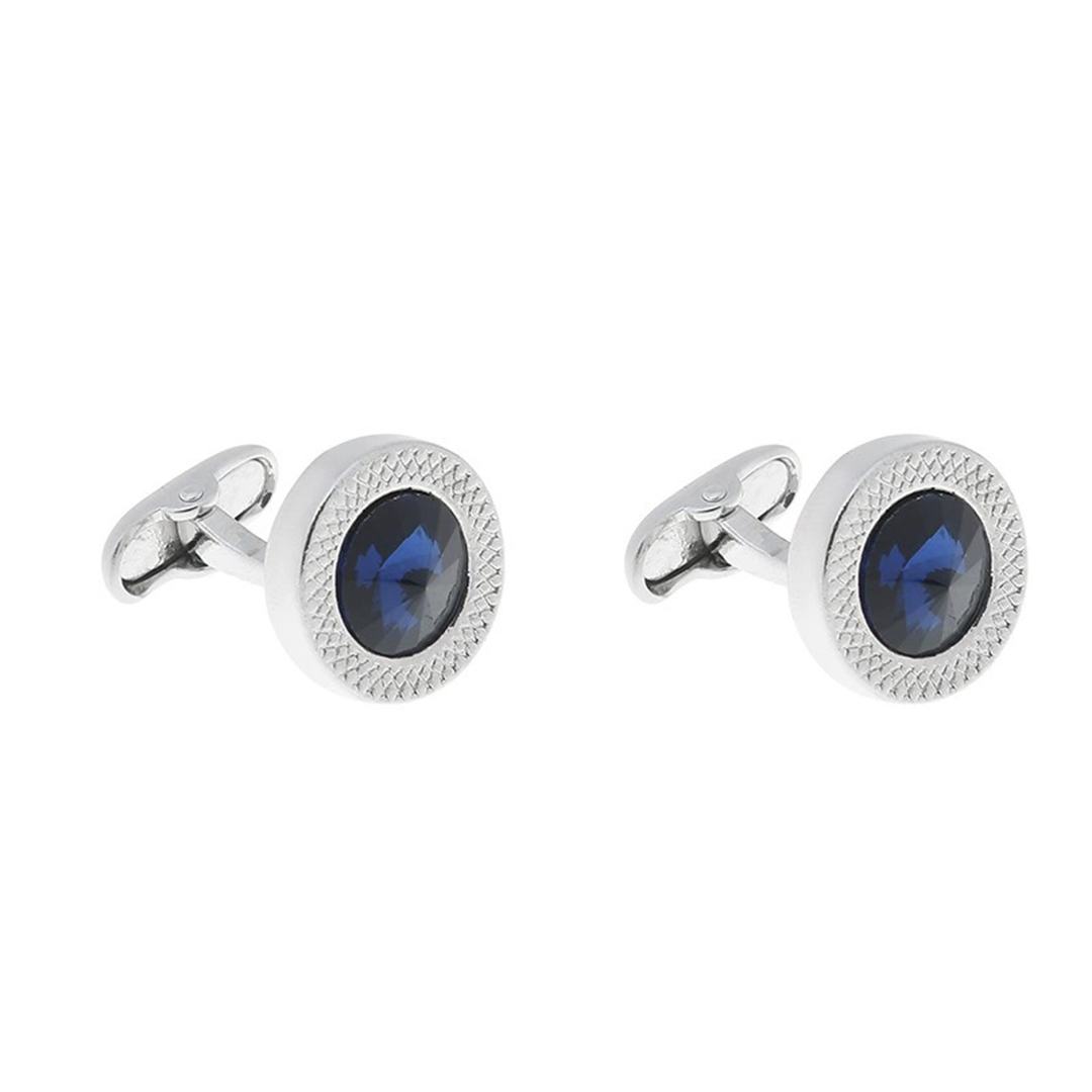 Classic Round Crystal Alloy Cufflinks