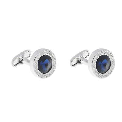 Classic Round Crystal Alloy Cufflinks