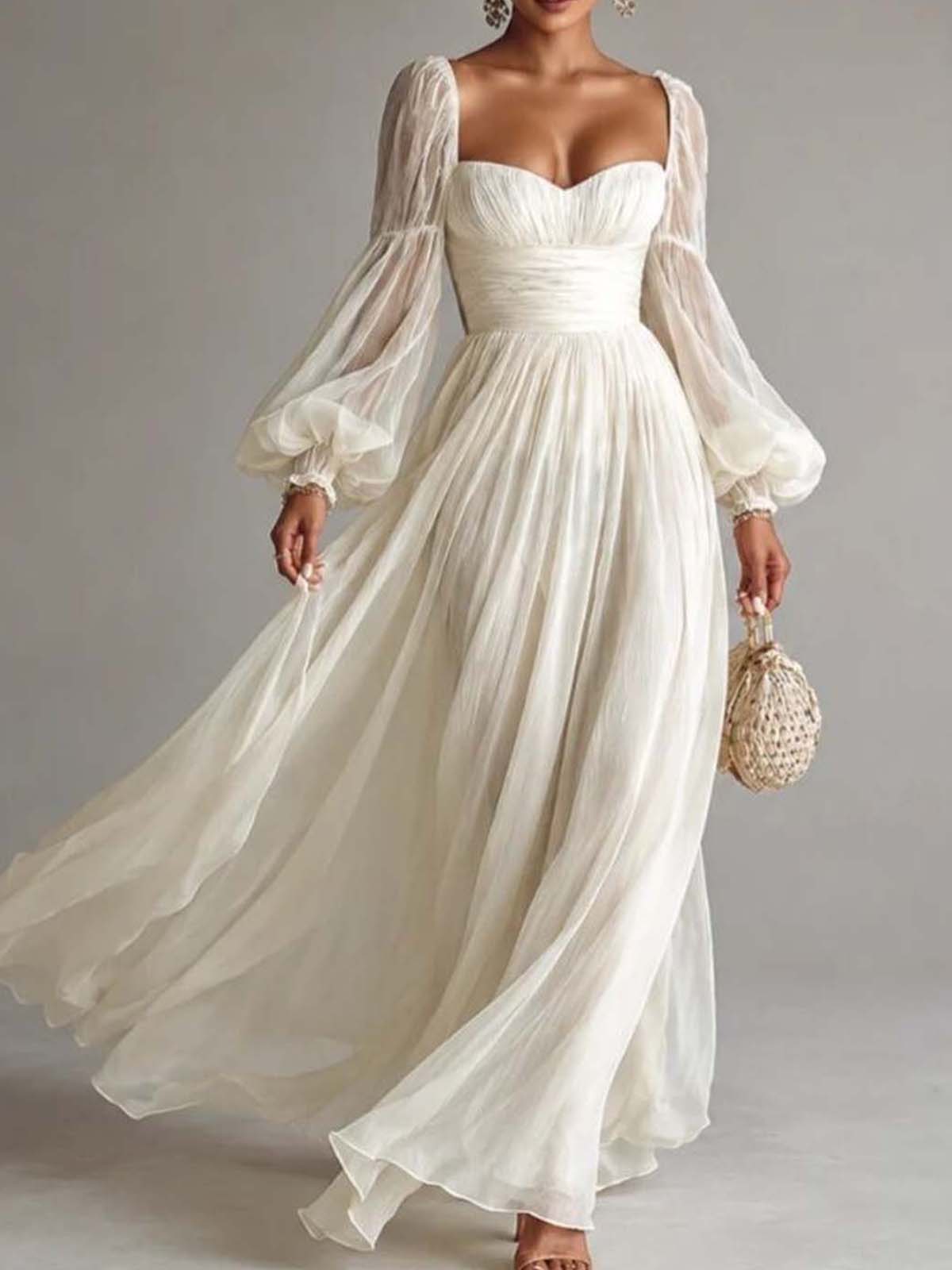 Sheath/Column Sweetheart Long Sleeves Floor-Length Evening Dresses With Pleated