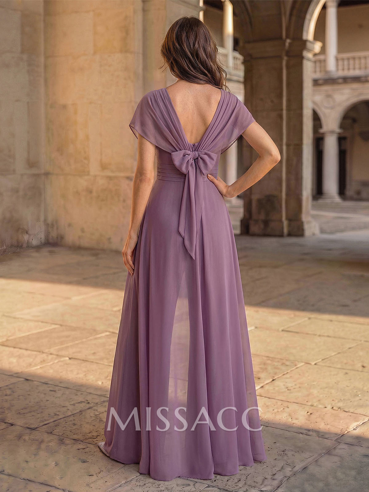 Sleeveless Floor-Length Chiffon Jumpsuit/Trouser Suit Evening Dress With Bow/Overskirt