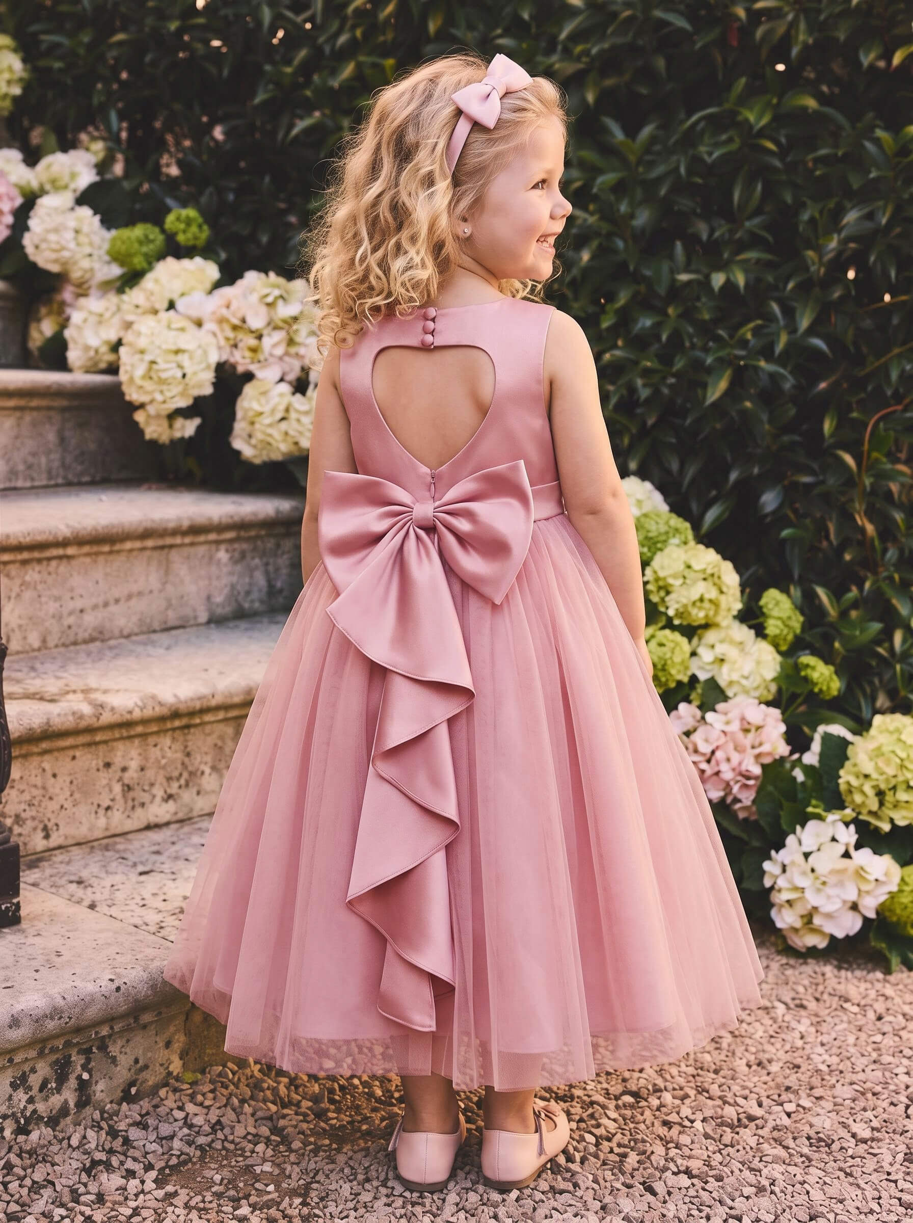 Ball-Gown Scoop Neck Sleeveless Ankle-Length Satin/Tulle Flower Girl Dresses With Bow/Pockets