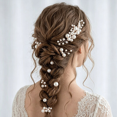Faux Pearl Hair Comb Set Bridal Headpiece
