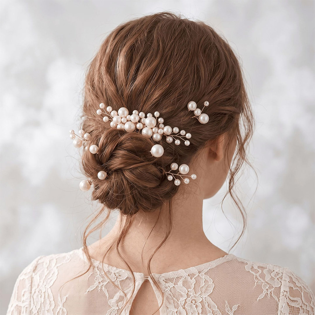 Faux Pearl Hair Comb Set Bridal Headpiece