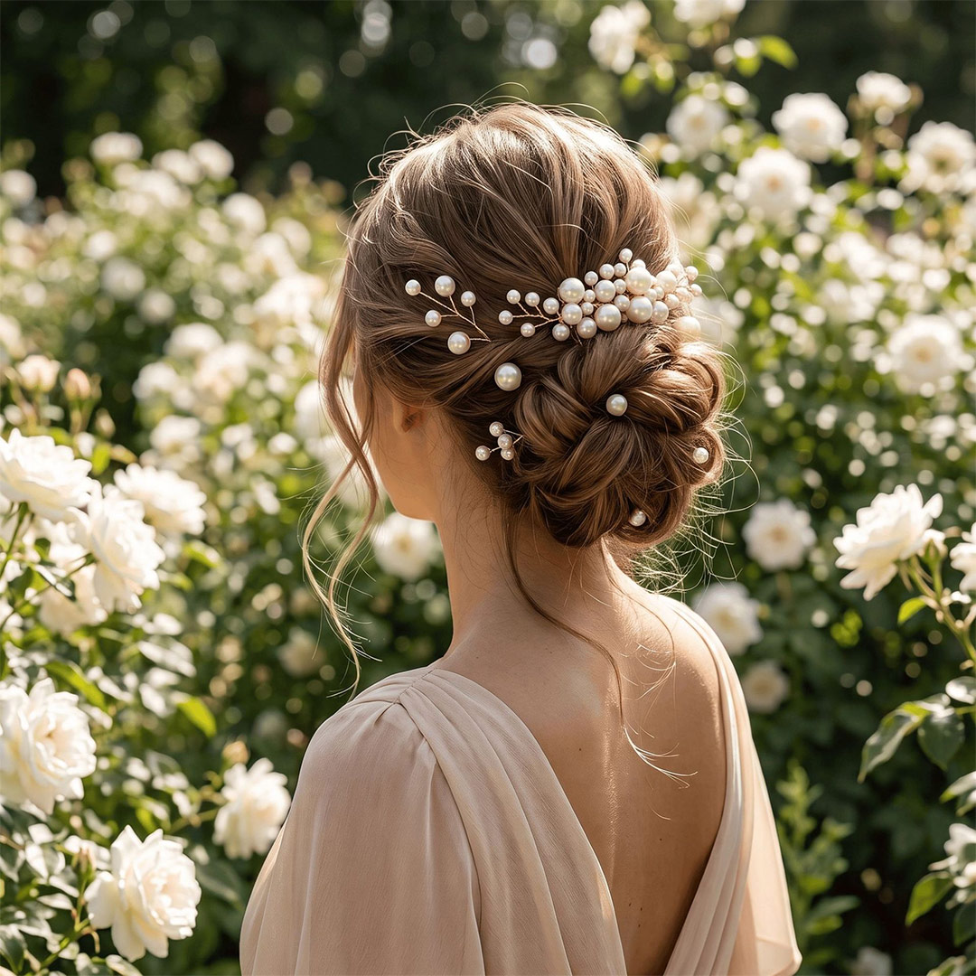 Faux Pearl Hair Comb Set Bridal Headpiece