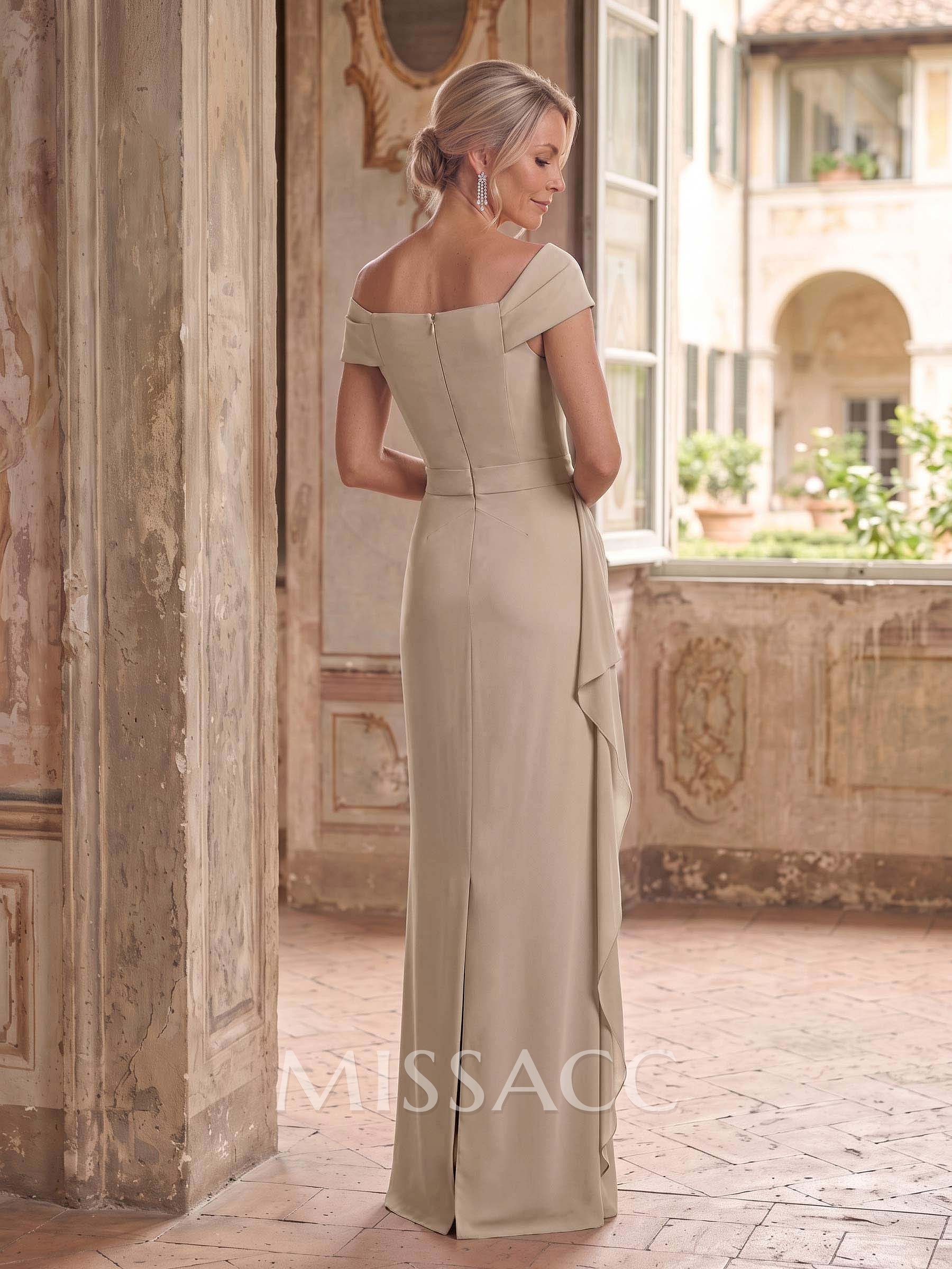 Sheath/Column Asymmetrical Sleeveless Floor-Length Chiffon Mother Of The Bride Dresses With Ruffle