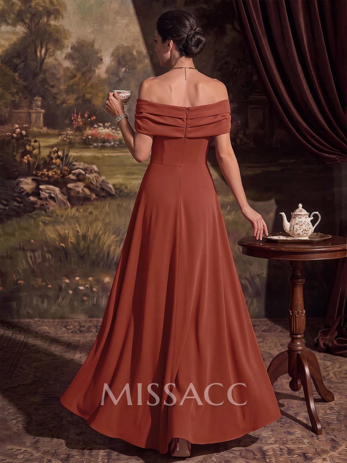A-Line Off-The-Shoulder Sleeveless Floor-Length Elastic Satin Mother Of The Bride Dresses With Pleated
