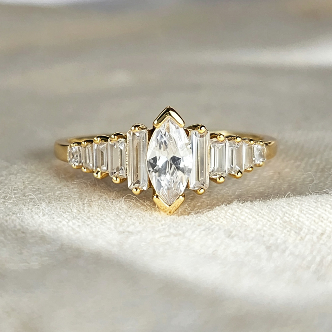 1ct 5x10mm Emerald Cut Moissanite Engagement Ring In Sterling Silver