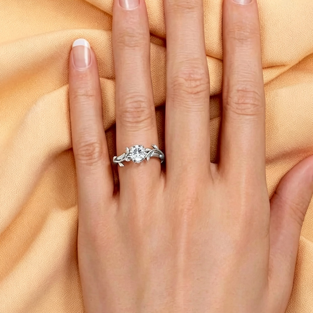 2CT 8*8MM Round Cut Moissanite Engagement Rings In Sterling Silver