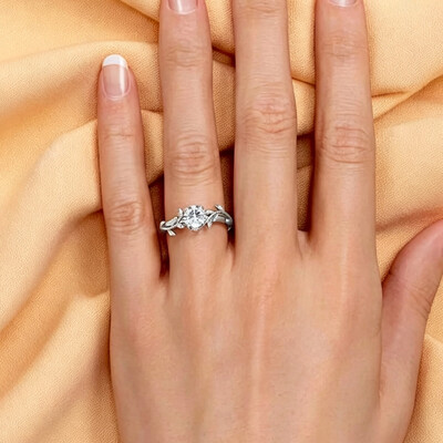 2CT 8*8MM Round Cut Moissanite Engagement Rings In Sterling Silver