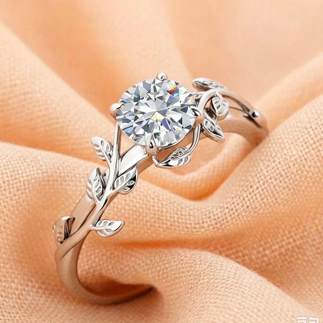2CT 8*8MM Round Cut Moissanite Engagement Rings In Sterling Silver