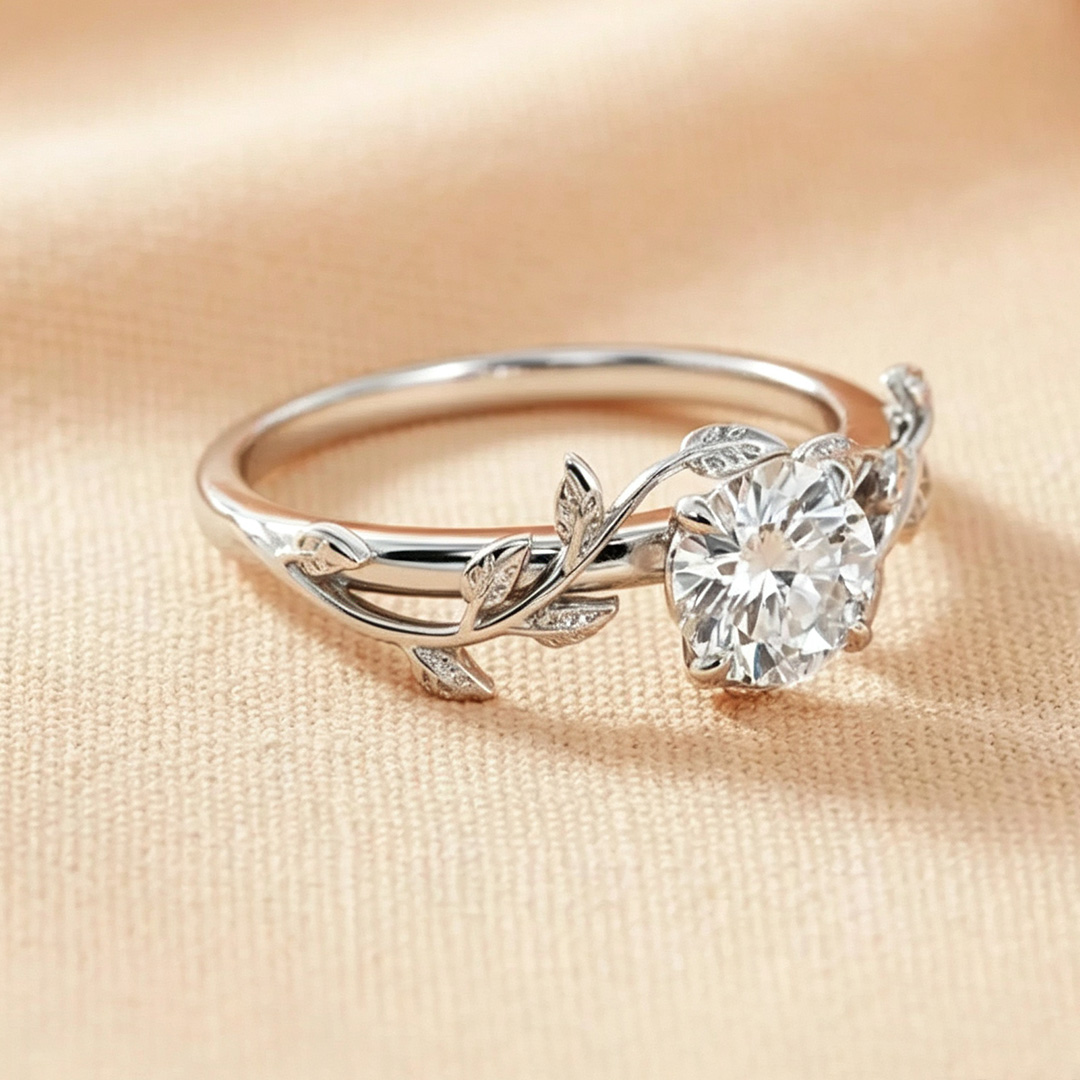 2CT 8*8MM Round Cut Moissanite Engagement Rings In Sterling Silver