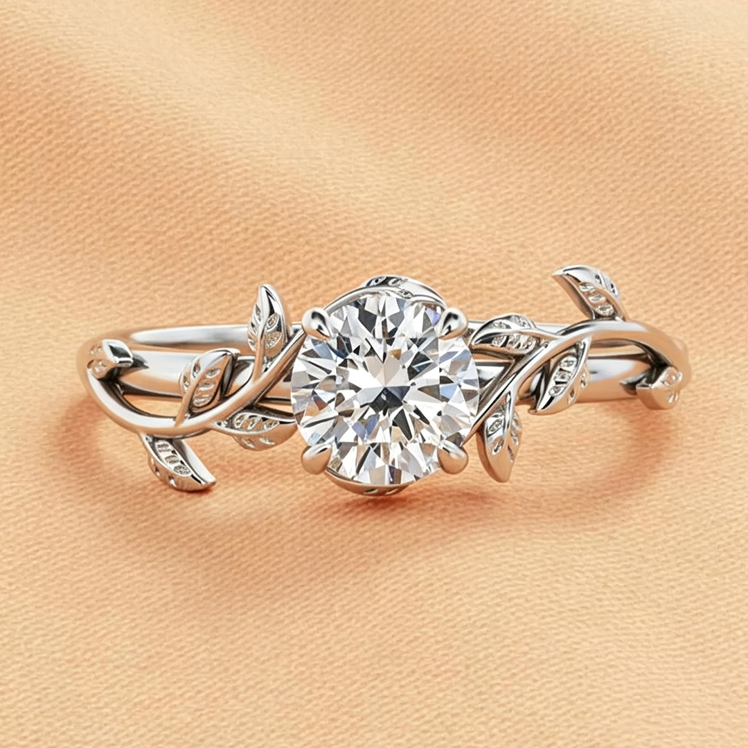 2CT 8*8MM Round Cut Moissanite Engagement Rings In Sterling Silver