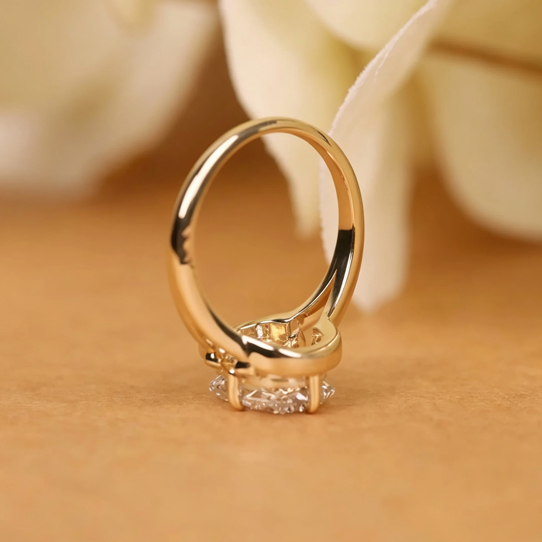 9*11MM Radiant Cut Sona Simulated Diamonds Engagement Rings In Sterling Silver