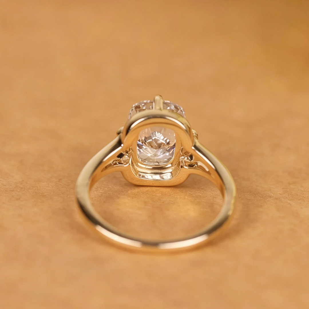 9*11MM Radiant Cut Sona Simulated Diamonds Engagement Rings In Sterling Silver
