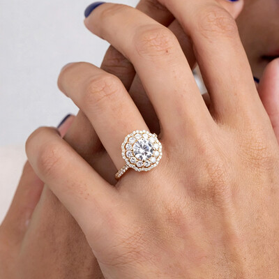2CT 8*8MM Round Cut Moissanite Engagement Rings In Sterling Silver