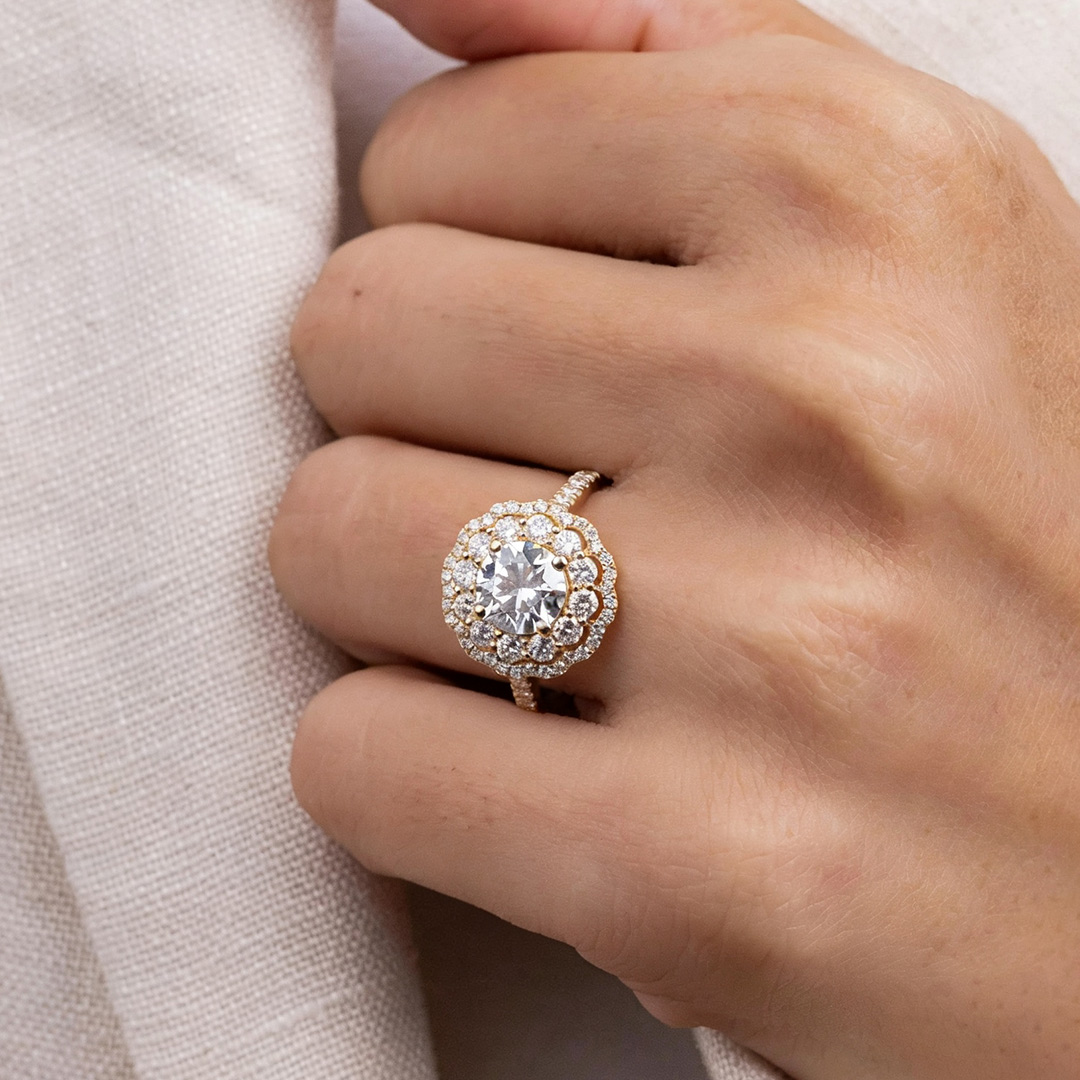 2CT 8*8MM Round Cut Moissanite Engagement Rings In Sterling Silver