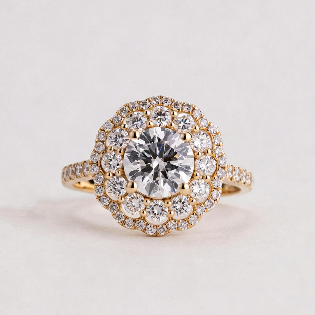 2CT 8*8MM Round Cut Moissanite Engagement Rings In Sterling Silver