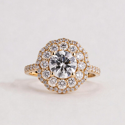 2CT 8*8MM Round Cut Moissanite Engagement Rings In Sterling Silver