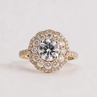 2CT 8*8MM Round Cut Moissanite Engagement Rings In Sterling Silver