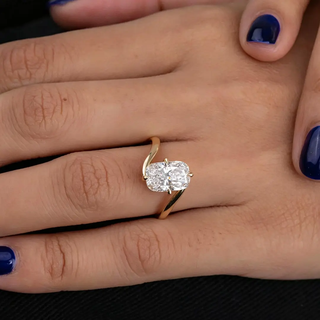 9*11MM Radiant Cut Sona Simulated Diamonds Engagement Rings In Sterling Silver