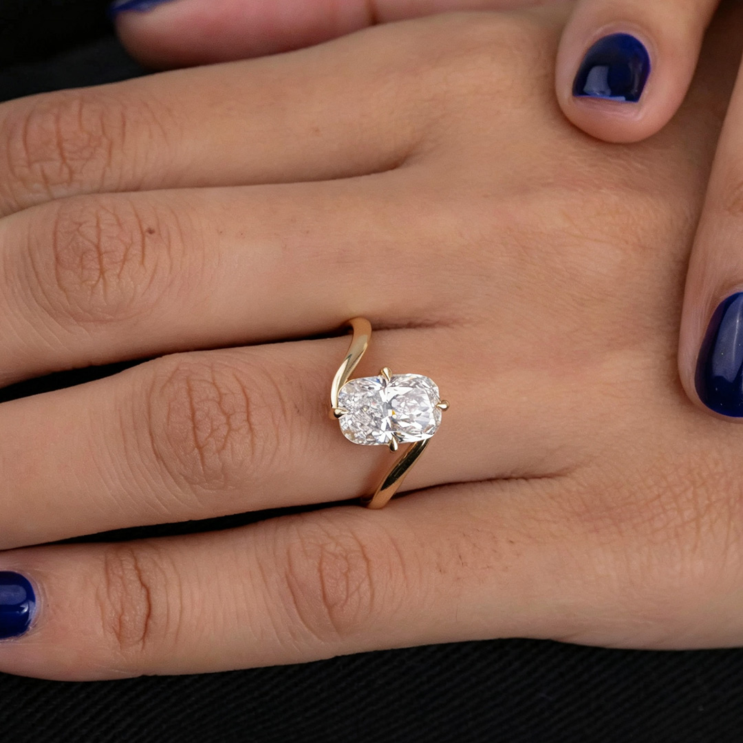 9*11MM Radiant Cut Sona Simulated Diamonds Engagement Rings In Sterling Silver