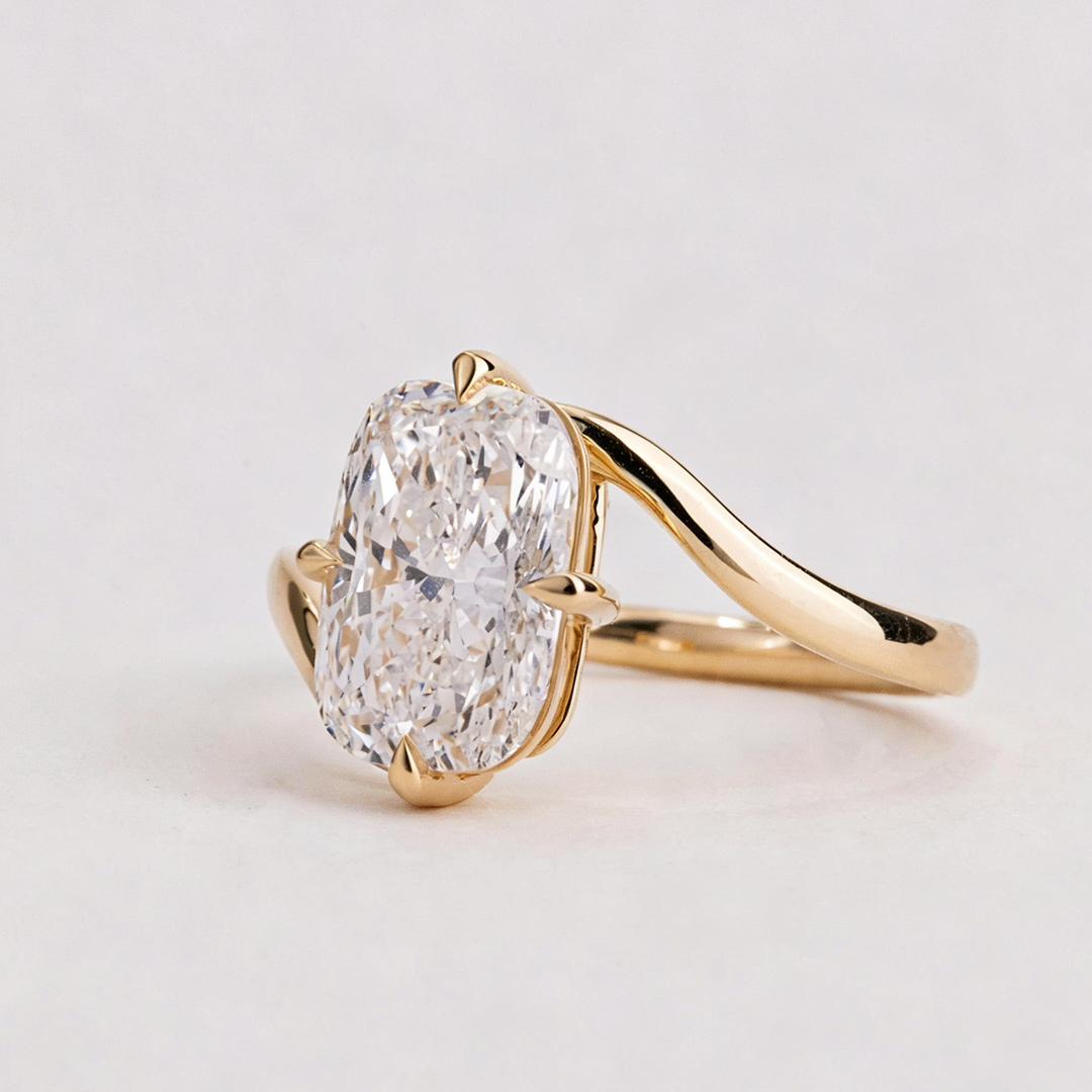9*11MM Radiant Cut Sona Simulated Diamonds Engagement Rings In Sterling Silver