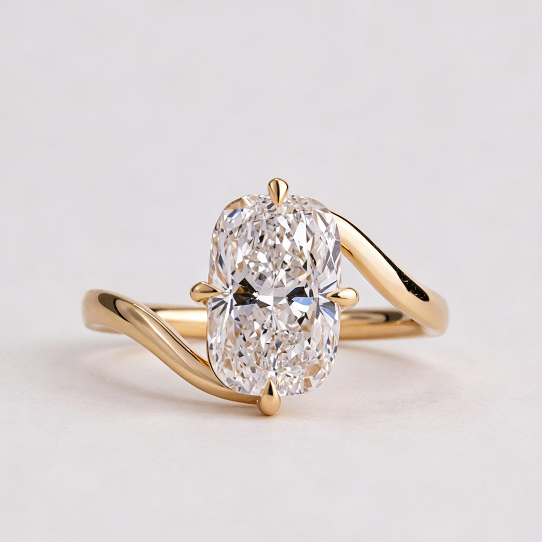 9*11MM Radiant Cut Sona Simulated Diamonds Engagement Rings In Sterling Silver