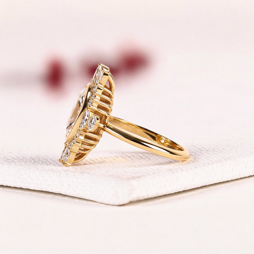 9*11MM Marquise Cut Sona Simulated Diamonds Engagement Rings In Sterling Silver