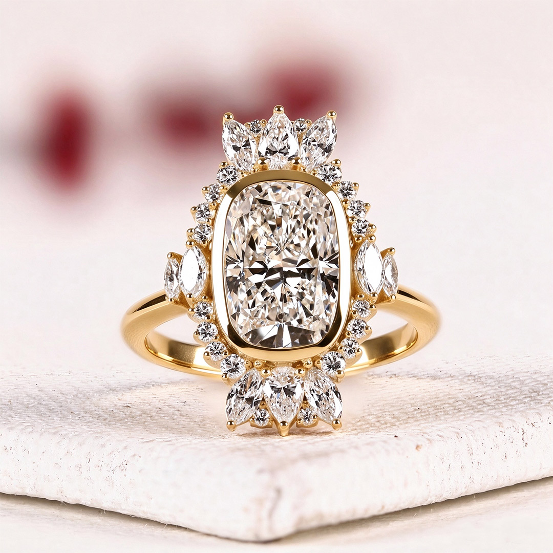 9*11MM Marquise Cut Sona Simulated Diamonds Engagement Rings In Sterling Silver