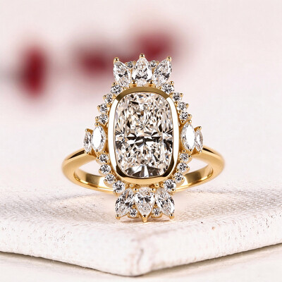 9*11MM Marquise Cut Sona Simulated Diamonds Engagement Rings In Sterling Silver