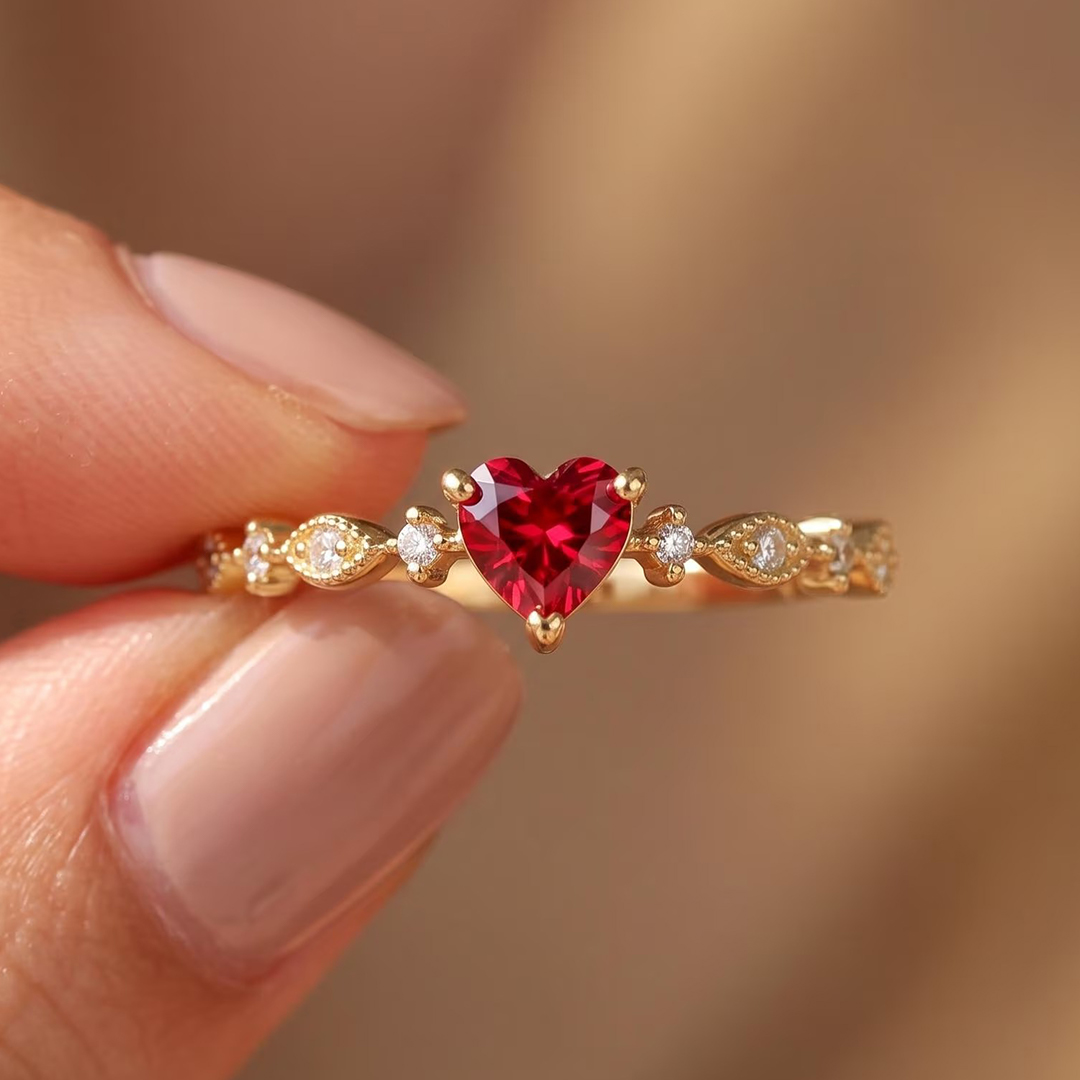 6*6MM Heart Cut Sona Simulated Diamonds Engagement Rings In Sterling Silver