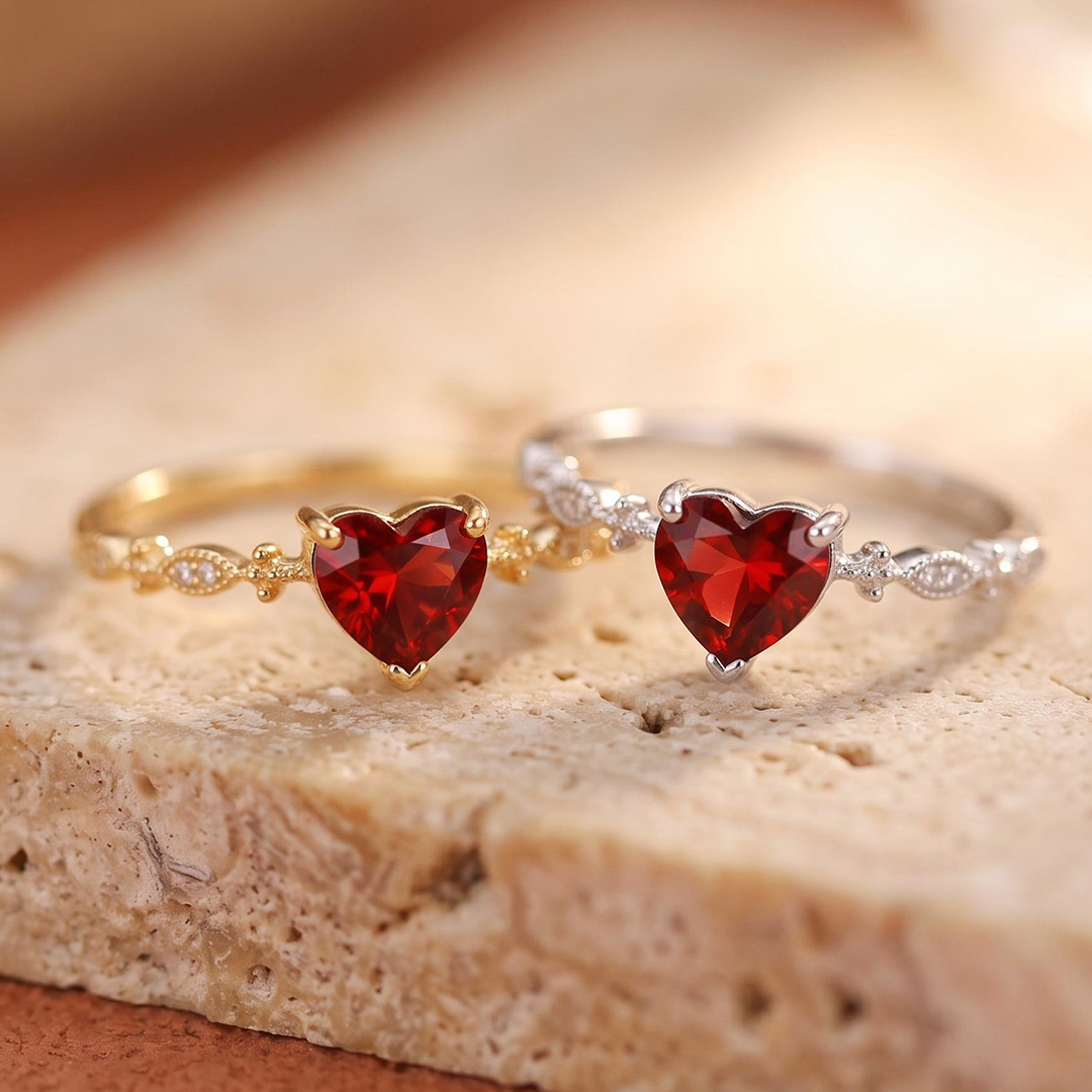 6*6MM Heart Cut Sona Simulated Diamonds Engagement Rings In Sterling Silver