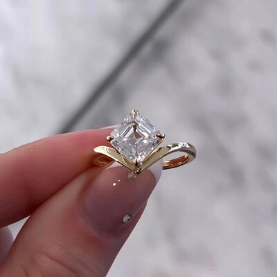 2CT 7*7MM Princess Cut Moissanite Engagement Rings In Sterling Silver
