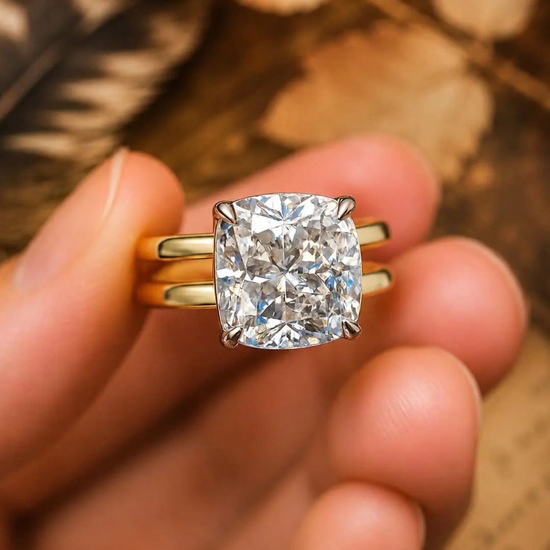 7*7MM Princess Cut Moissanite Engagement Rings In Sterling Silver