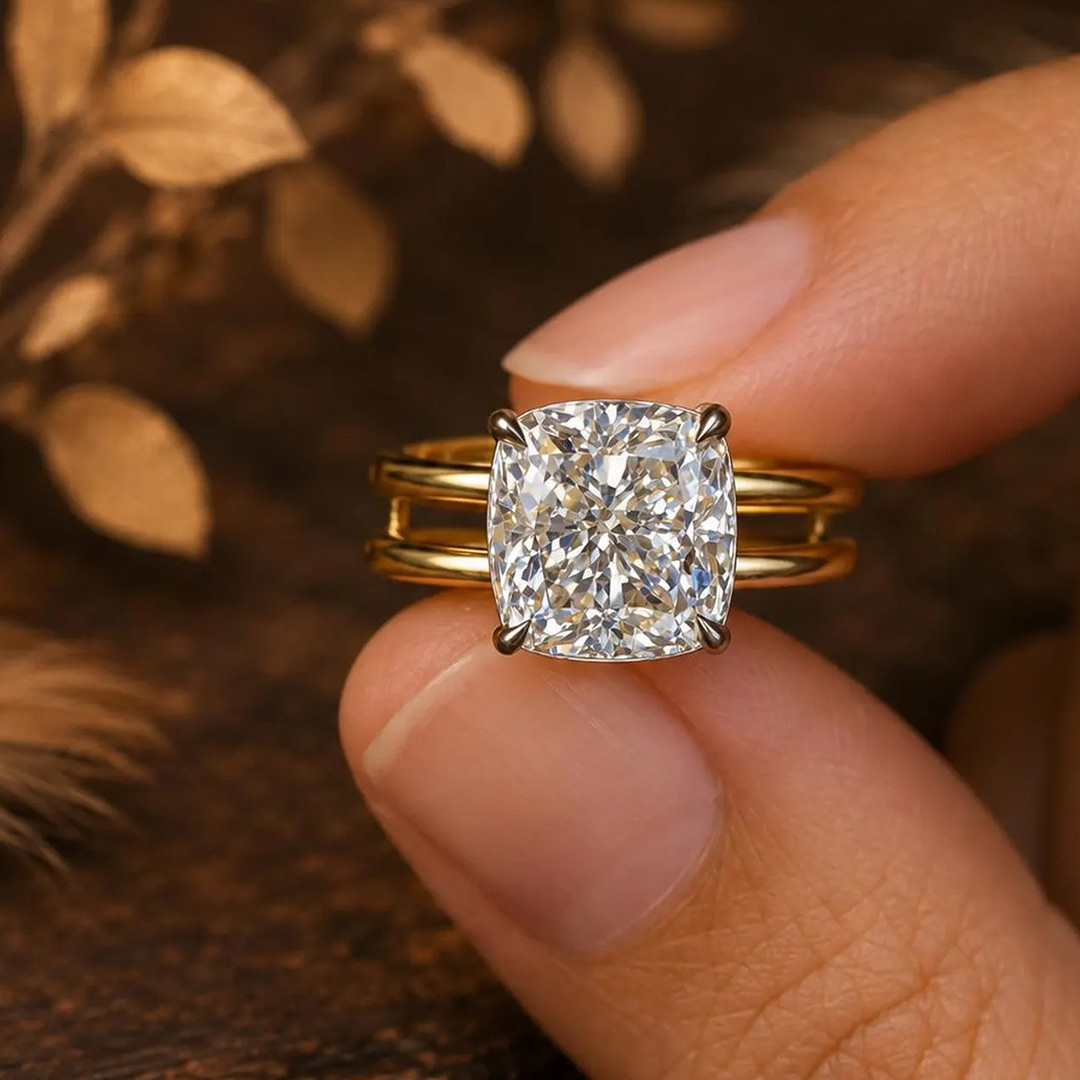 7*7MM Princess Cut Moissanite Engagement Rings In Sterling Silver