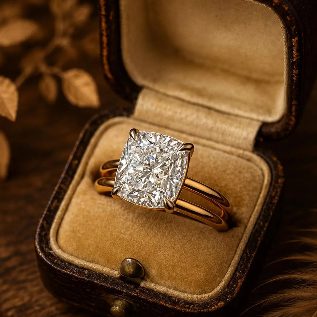 7*7MM Princess Cut Moissanite Engagement Rings In Sterling Silver